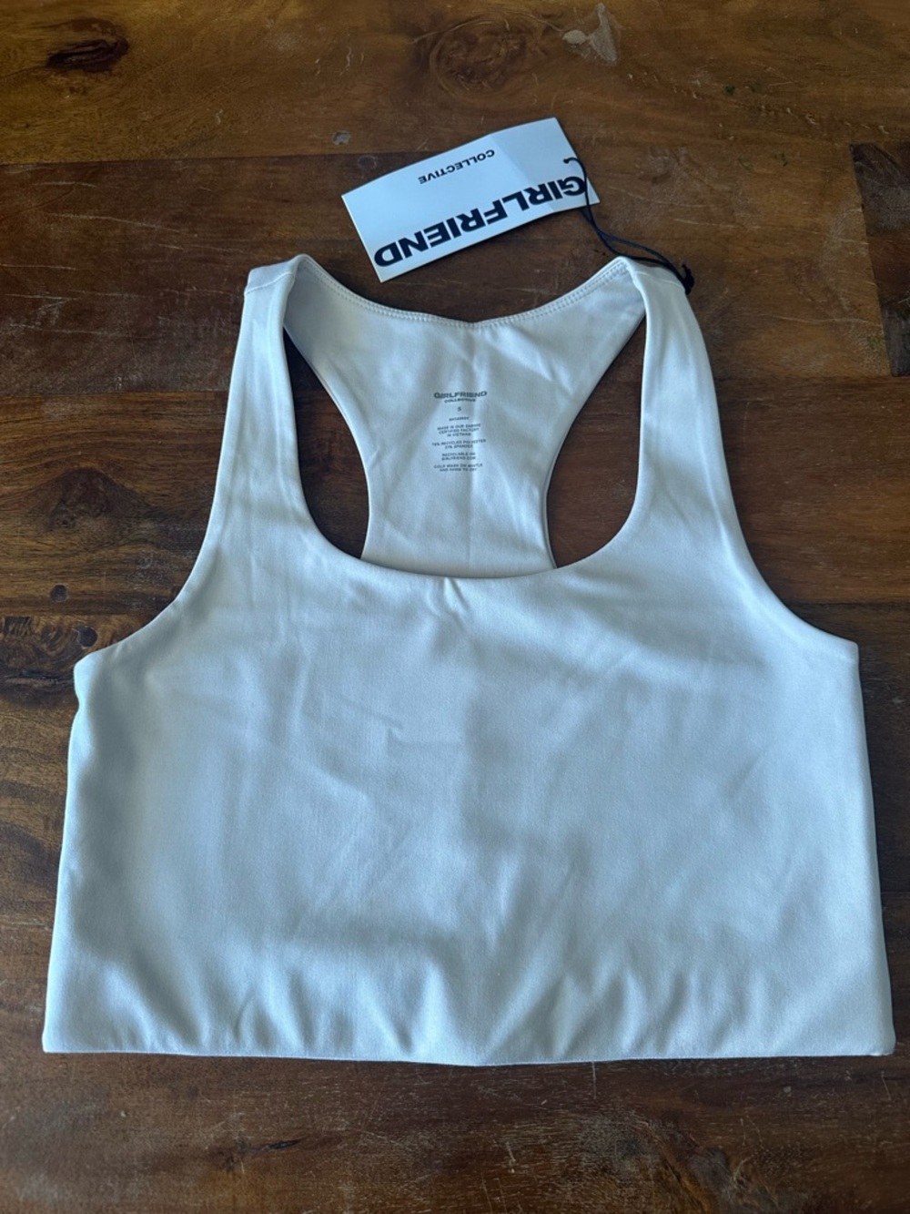 Girlfrend Collective Racerback Crop Top in Cream‎ size Small NWT